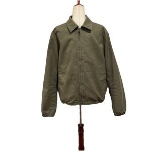 J.CREW Harrington Jacket 100% Cotton Twill Khaki Tan BJ059 Pockets Lined Men's L